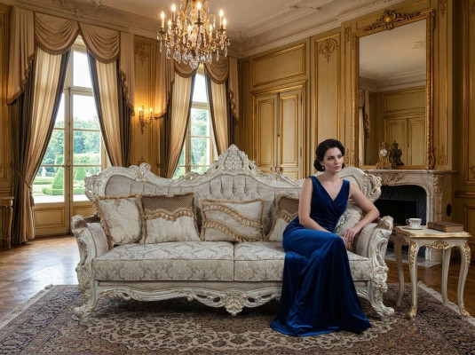 Chesterfield Barock Dreisitzer Couch Möbel Couchen Stoff Gold Sofa