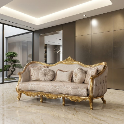 Luxus Couch Klassischer Dreisitzer Sofa Couchen Möbel Einrichtung Stoff Sofa