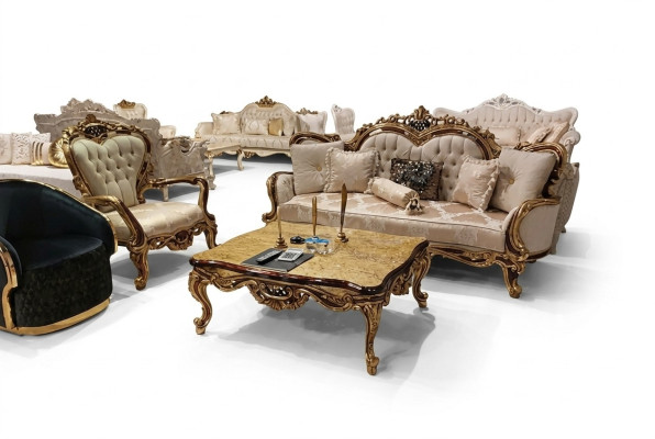 Klassische Wohnzimmer Sofa Polster Couch 3tlg. 3+1 + Couchtisch für Ihr Zuhause