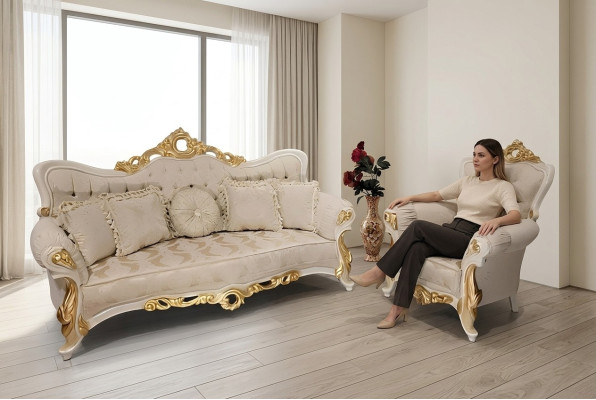 Klassische Couch Wohnzimmer Sofagarnitur Möbel einrichtung 3+1 Sitz Sofa