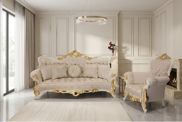 Klassische Couch Wohnzimmer Sofagarnitur Möbel einrichtung 3+1 Sitz Sofa
