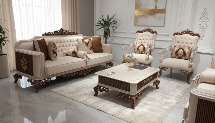 Klassische Couchgarnitur 4tlg. Set 311 Sitz + Couchtisch Sofa Barock Rokoko