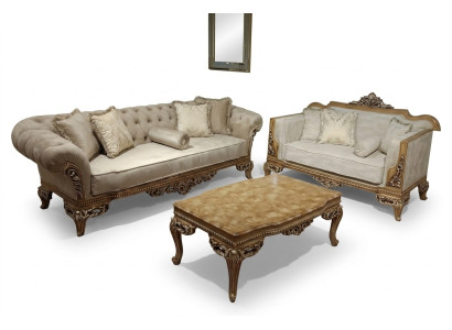 Designer Sofa Heller Stoffbezug 3Sitzer + Couchtisch Neues Modell für Wohnzimmer