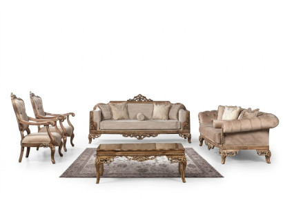 Barock Wohnzimmer Möbel Set Couch Sofa Polster Garnitur Tisch 5tlg.