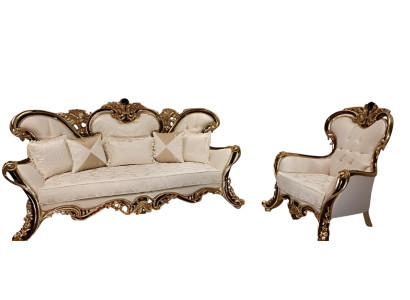 Polster Garnitur Chesterfield 3+1 Sitz + Couchtisch Holz Barock Rokoko