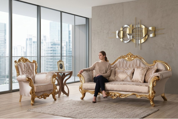 Sofagarnitur 3+1 Sitz Couch Polster Möbel Set Garnitur Klassische Sitzmöbel