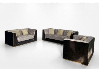 Medusa Sitzmöbel Couch Garnitur Stoff Sofa Couchen Möbel Einrichtung 3tlg