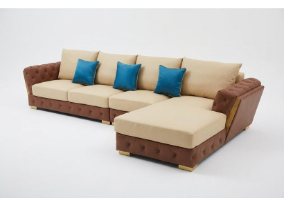 Ledersofa Sofa Luxus Couch Polster Möbel Beige Design Eckgarnitur Möbel