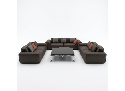 Schwarze Premium Sofagarnitur 3+3+3 Sitzer Luxus Wohnzimmer Möbel Couch