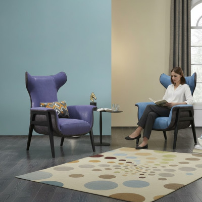 Luxus Einsitzer Sessel Blau Wohnzimmer Polstersessel Möbel Modern Design