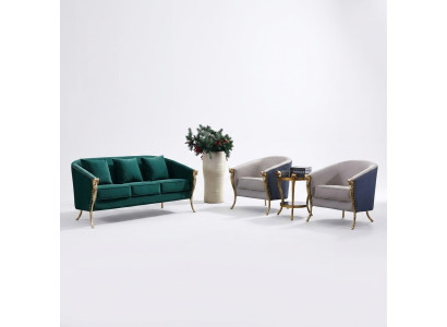 Luxus Sofagarnitur 3+1+1 Sitzer Grüne Sitzmöbel Wohnzimmer Möbel Modern