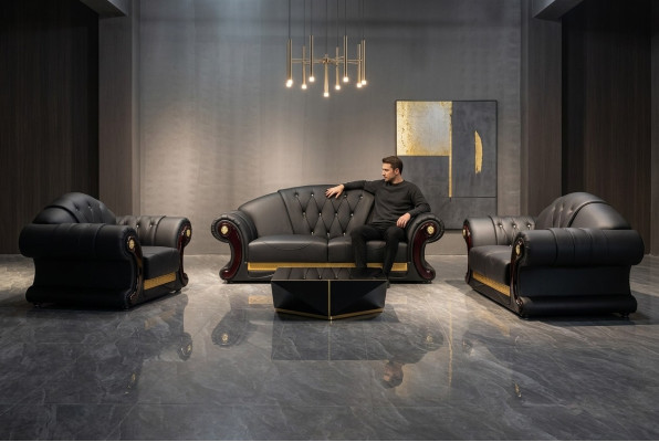 Chesterfield Sofa Couch Set 3+2+1 Leder Couchen Polster Möbel Klassisch