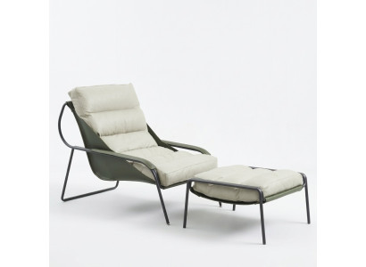 Sessel + Hocker Set Luxus Relax Einsitzer Möbel Stuhl Fußhocker 2tlg.