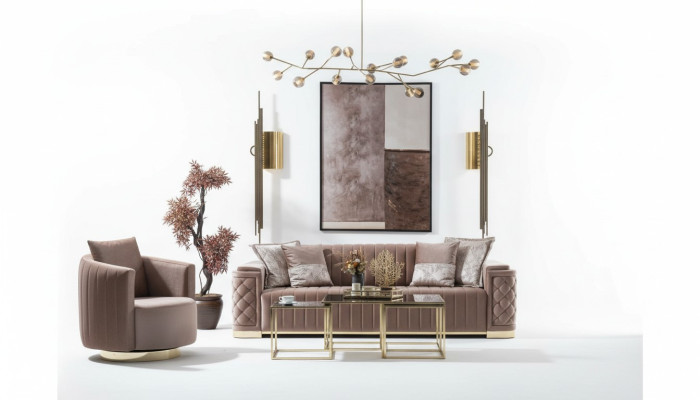 Luxus Couch 3+1 Möbel Sofa Couchen Sofagarnitur Chesterfield 2tlg.