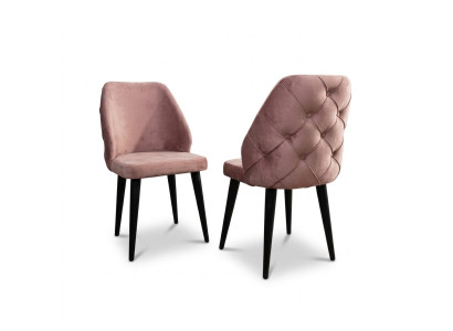 Hölzerne gepolsterte Stuhl beige zurück Chesterfield schwarzen Beinen  Esszimmer