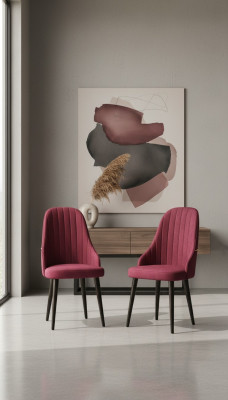Hölzerner weicher rosa Stuhl auf schwarzen Beinen für den Esszimmer neues Modell