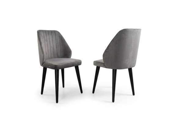 Grauer Esszimmer Stuhl Luxus Einsitzer Textilmöbel Designer Modell Neu