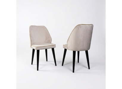 Weißer Polsterstuhl Luxus Esszimmer Einsitzer Holzfüße Designer Möbel