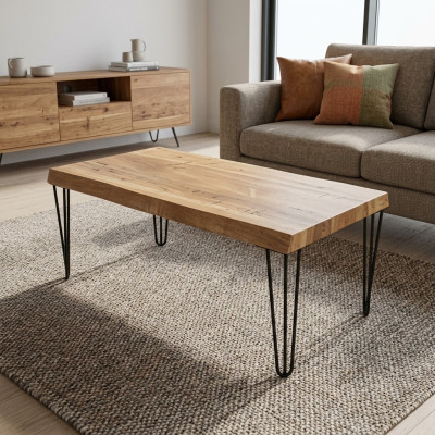 Wooden Couchtisch auf schwarzen Originalbeinen für Ihr Wohnzimmer Original
