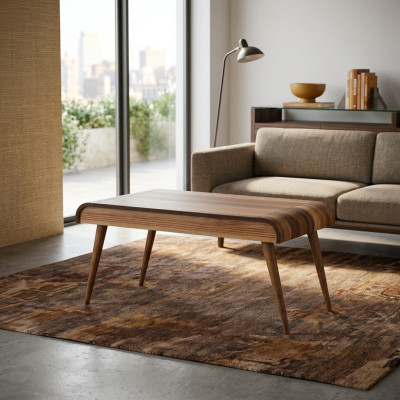 Holz Couchtisch auf Holzbeinen für Ihr Wohnzimmer Original Designmodell Neu