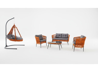 Orange Garten Sitzmöbel Sofagarnitur Zweisitzer Sessel Couchtisch Set