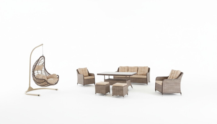Moderne Gartenmöbel Tisch Sessel Hocker Veranda Sofa Garnitur 6tlg. Neu