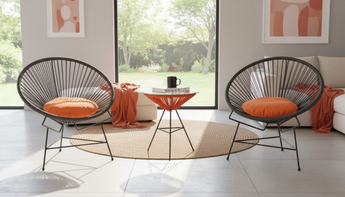 Stuhl Set Garnitur 2x Sessel Tisch Stühle Polster Gartenmöbel Terrasse