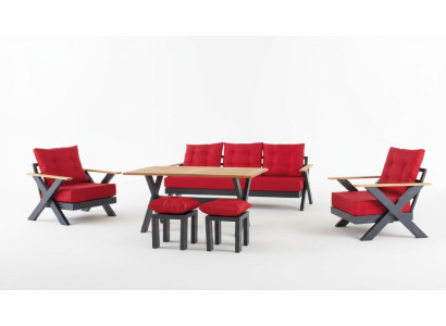 Gartenmöbel Sofagarnitur Tisch Hocker Sessel Veranda Sitzgruppen 6tlg.