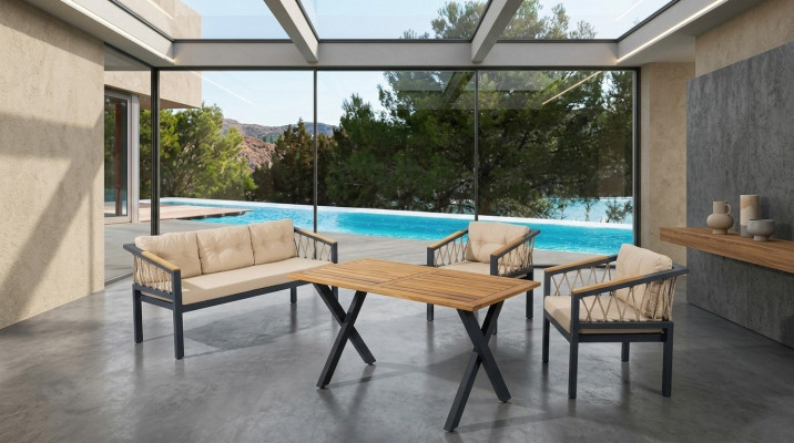Garten Möbel Sofagarnitur Sitzmöbel Terrasse Tisch Sofa Couch 4tlg. Set