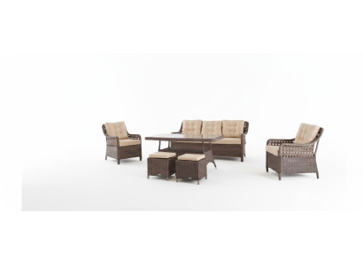 Gartenmöbel Sofagarnitur Tisch Sessel Sitzgruppen Veranda Hocker 6tlg.