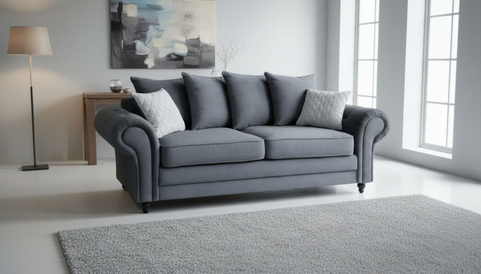 Dreisitzer Couch Polster Möbel Samt Couch Stoff Sofa 218cm Couchen