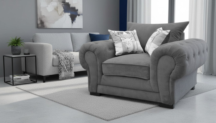 Stil Modernes Design Farbe Grau Wohnzimmer 1 Sitz Sessel Stoff Polyester Neu