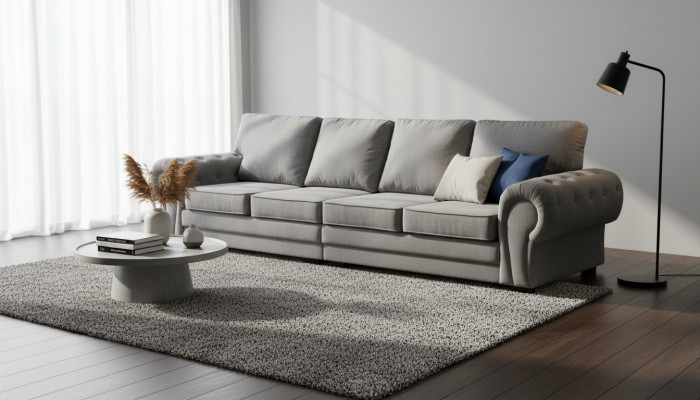 Viersitzer klassisches Sofa Möbelpolsterung in grau Bequemes Couch Stoff