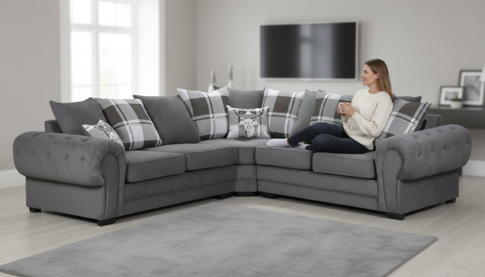 Stoffsofa Luxus Stoff Eckgarnitur Wohnzimmer Ecksofa Sofas L-Form Sofa Ecke