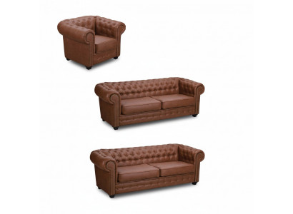 Sofagarnitur Chesterfield 3+2+1 Wohnzimmer Möbel Couch Garnitur Stoff Textil