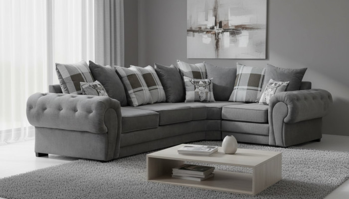 Ecksofa italienischer Stil Bequemes Design Sofa Polster Textil Wohnzimmer Stoff