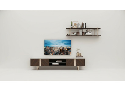 Moderne Wohnwand Wohnzimmer Regal Schrank Wohnwände TV-Ständern Braun