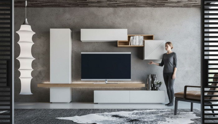 Moderne Weiße Wohnwand Wohnzimmermöbel Wohnwände Schränke Möbel Neu