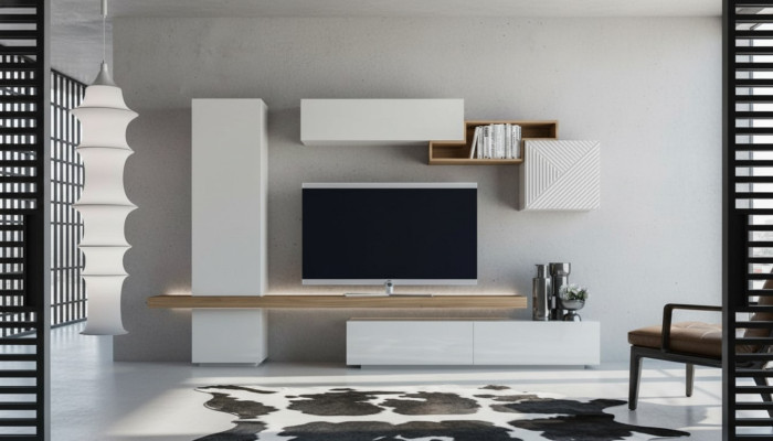 Moderne Weiße Wohnwand Wohnzimmermöbel Wohnwände Schränke Möbel Neu
