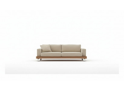Modernes Dreisitzer Sofa Polstercouch Wohnzimmergarnitur-Set Holzgestell