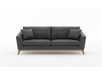 Grauer Kunstleder Dreisitzer Wohnzimmersofa Moderne Couch Stil Möbel