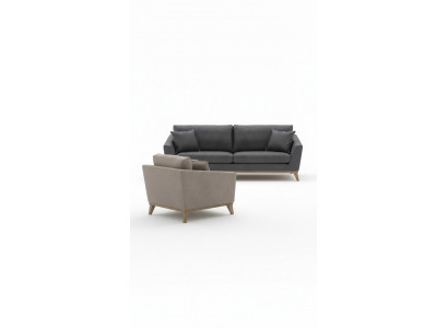 Grauer Dreisitzer Holzgestell Moderne Wohnzimmercouch Neu Luxus Design