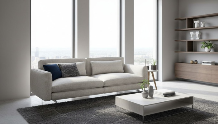 Dreisitzer Couch Moderne Wohnzimmermöbel Textil Sofas Grau Modern Stil