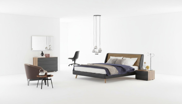 Schminktisch Natural Walnut - Matt juta Spiegel Schlafzimmer Modern