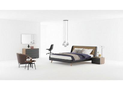 Schminktisch Natural Walnut - Matt juta Spiegel Schlafzimmer Modern