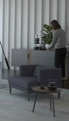 Grauer Einsitzer Luxus Designer Sessel Ruhesessel Ohrensessel Modern