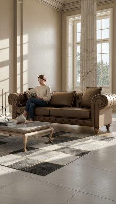 Brauner Dreisitzer Wohnzimmercouch Luxus Leder Sofas Stil Möbel Neu