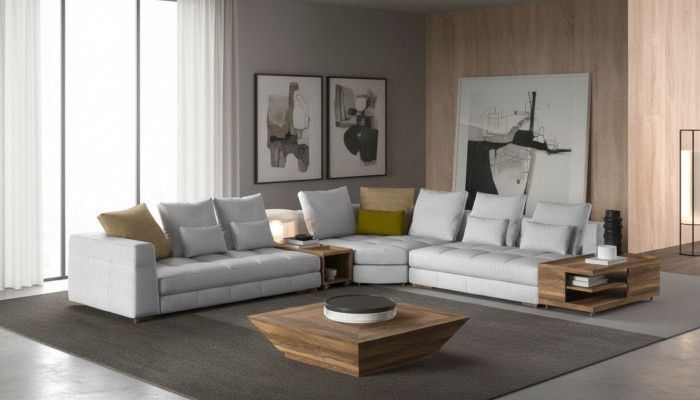 Weiße Ecksofagarnitur Textilsofas Luxus Couchen L-Form Garnitur Neu