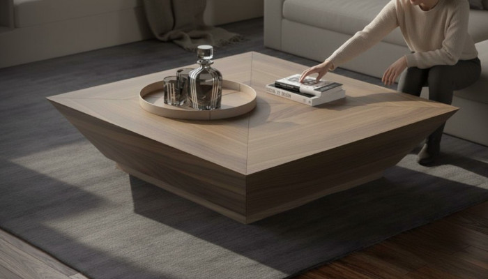 Couchtische Rechteckiger Luxus Designer Tische Walnuss Natur