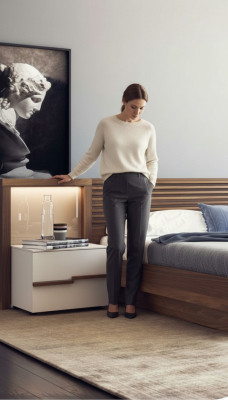 Walnuss Natur Nachttisch Schlafzimmer Beistelltische Luxus